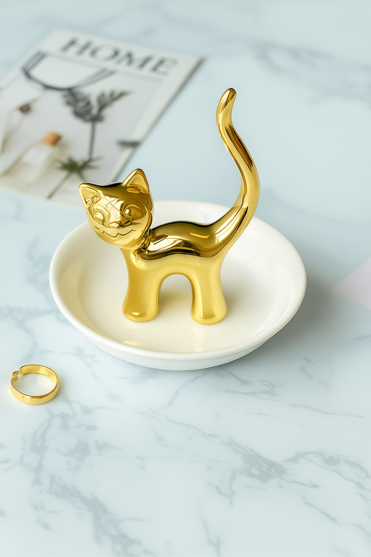 Chic Ceramic Cat Jewellery Dish
