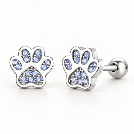 Crystal Paw Print Stud Earrings