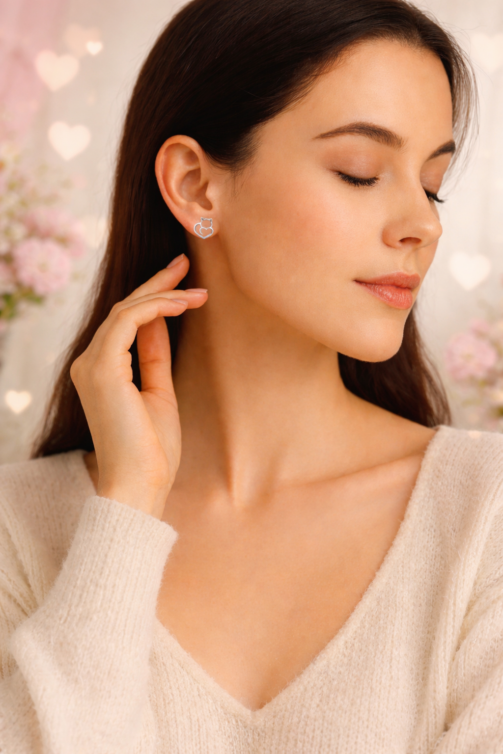 Minimalists Cat Heart Earrings