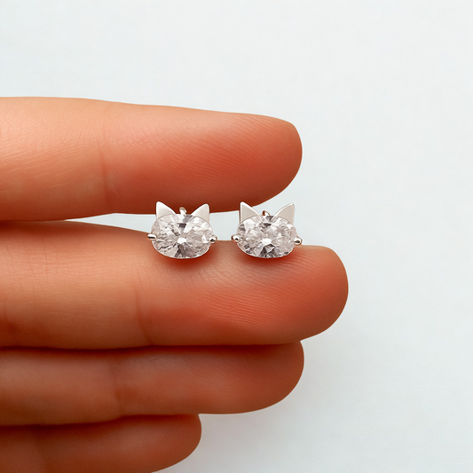 Petite Kitten Silver Plated Studs