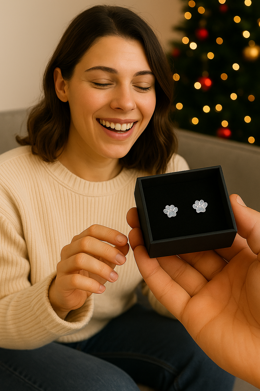 Crystal Paw Print Stud Earrings