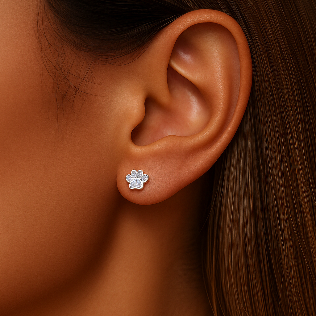 Crystal Paw Print Stud Earrings