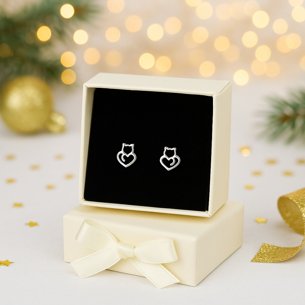 Minimalists Cat Heart Earrings