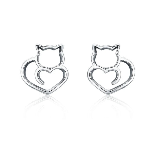 Minimalists Cat Heart Earrings