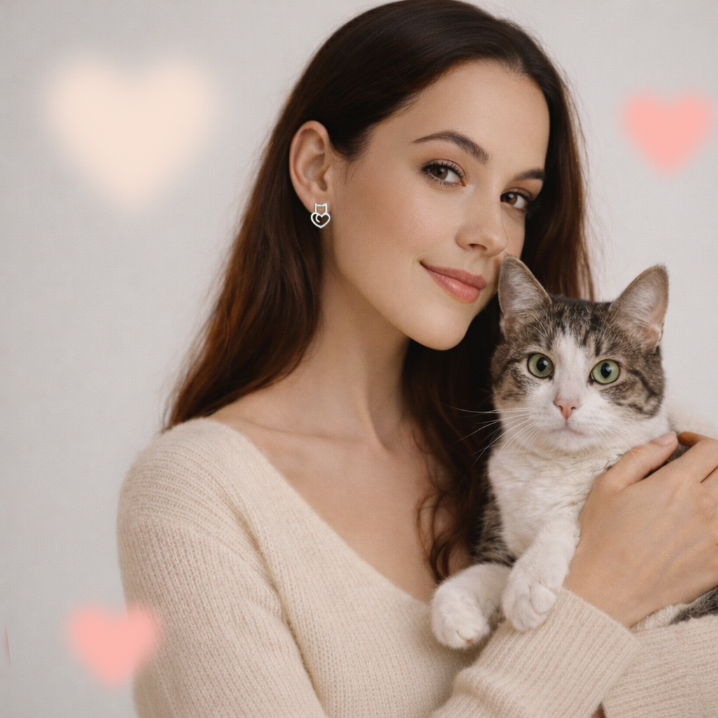 Minimalists Cat Heart Earrings