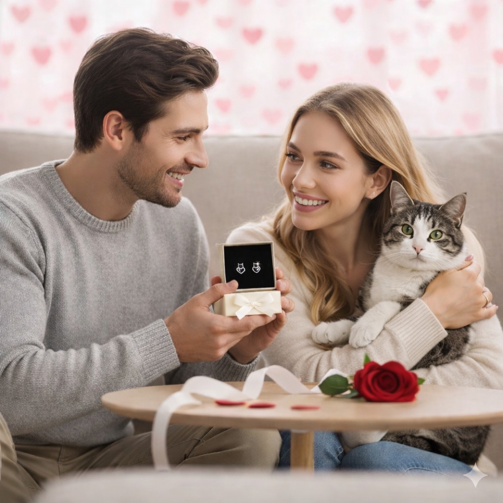 Minimalists Cat Heart Earrings