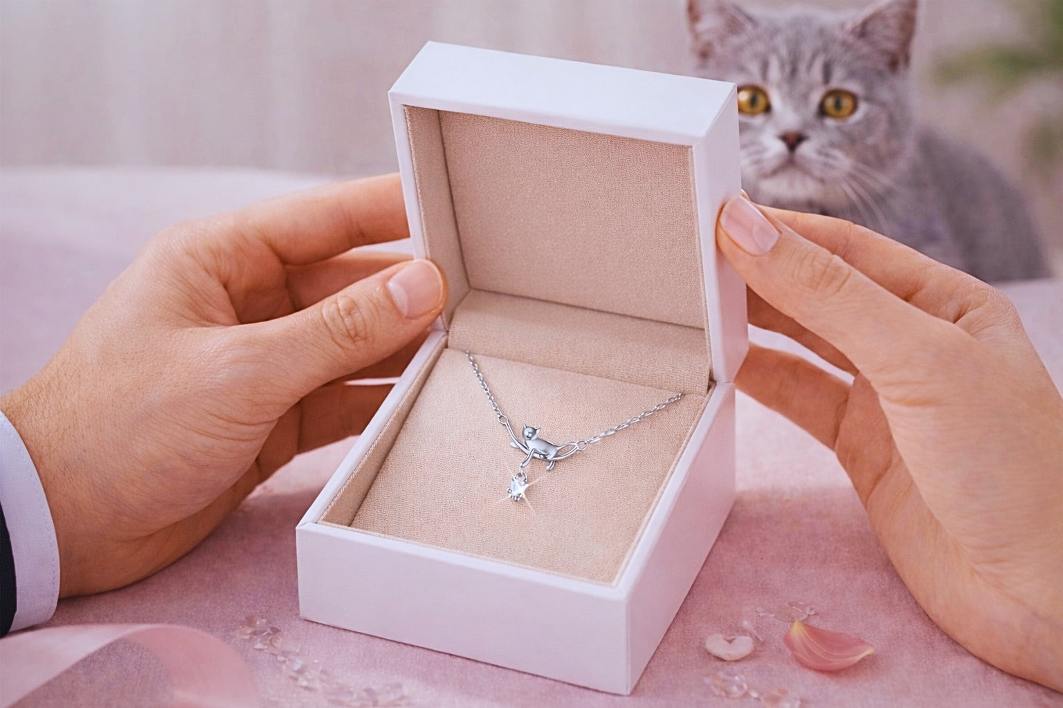 Ethereal Cat & Crystal Pendant