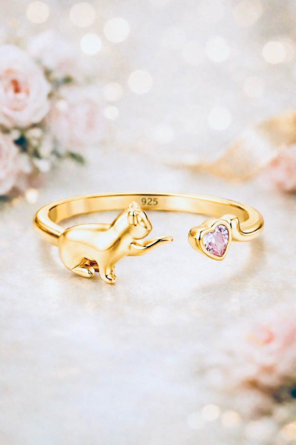 Forever Feline Heart Ring