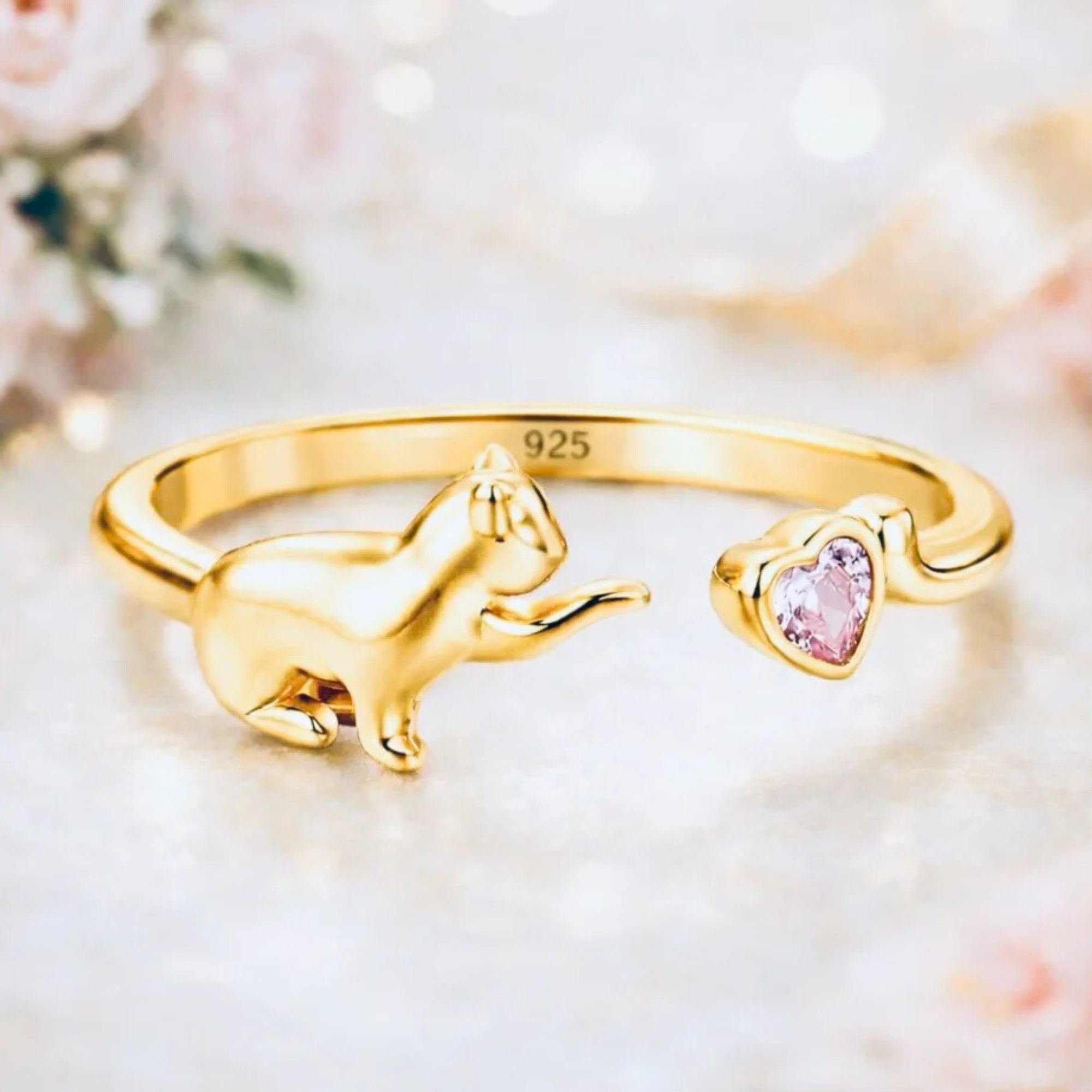 Forever Feline Heart Ring