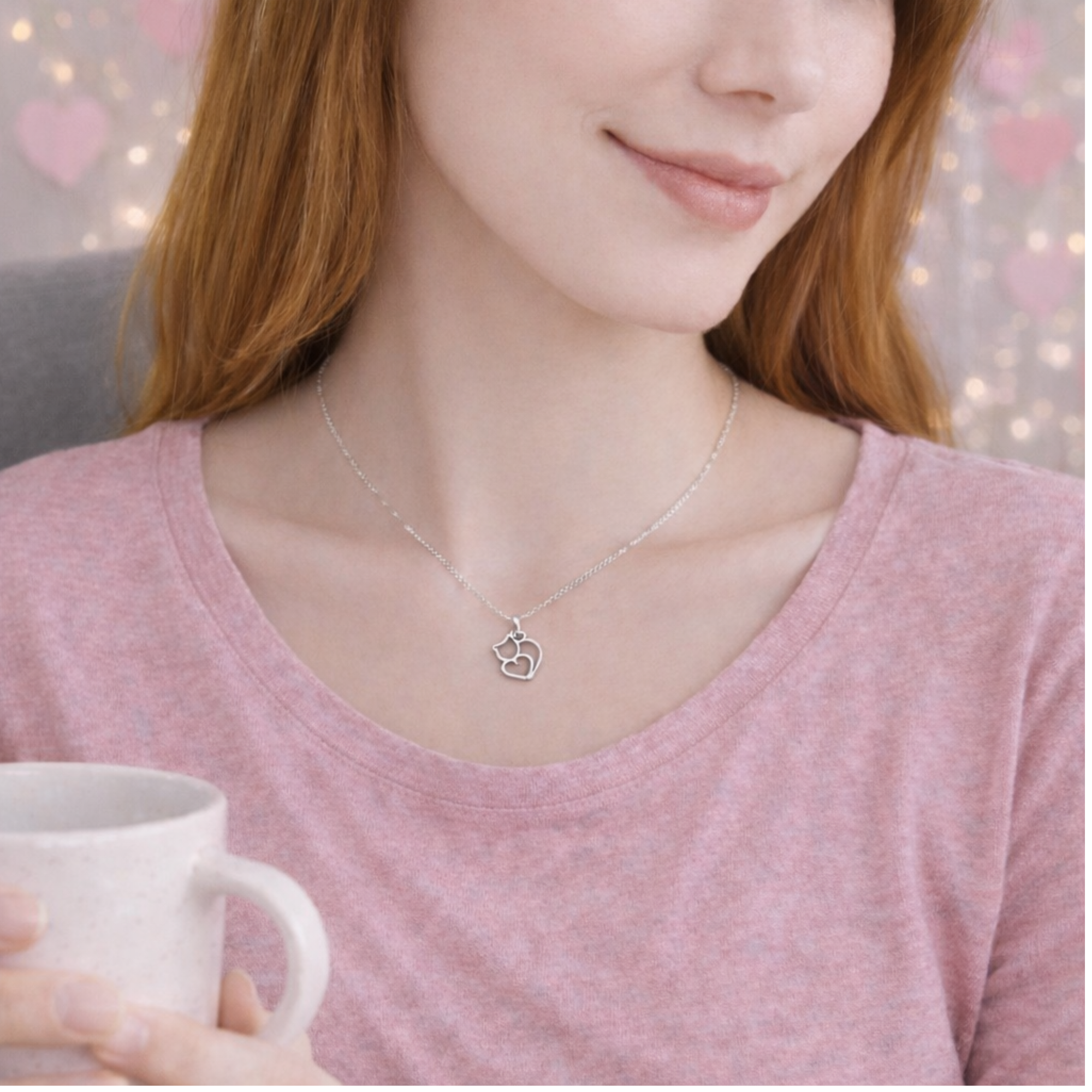 Minimalist Cat Heart Necklace