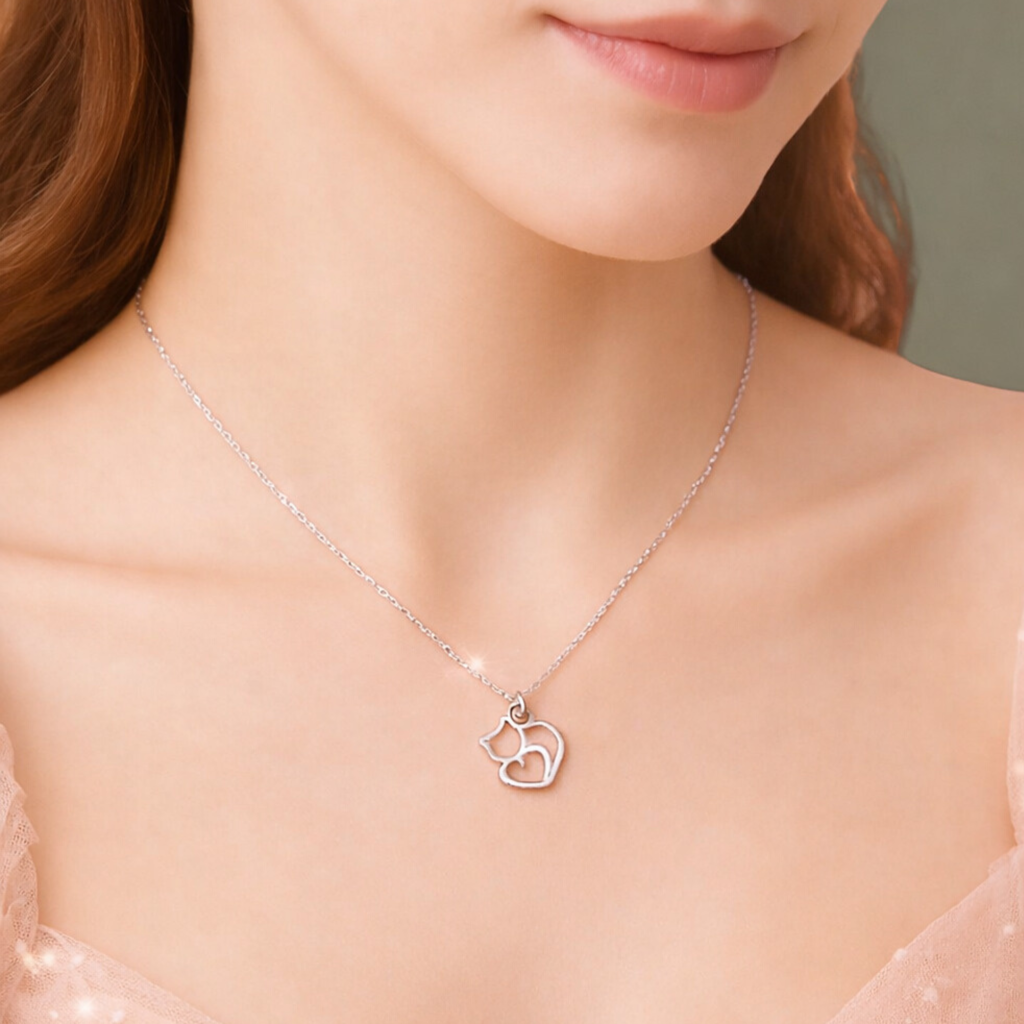 Minimalist Cat Heart Necklace