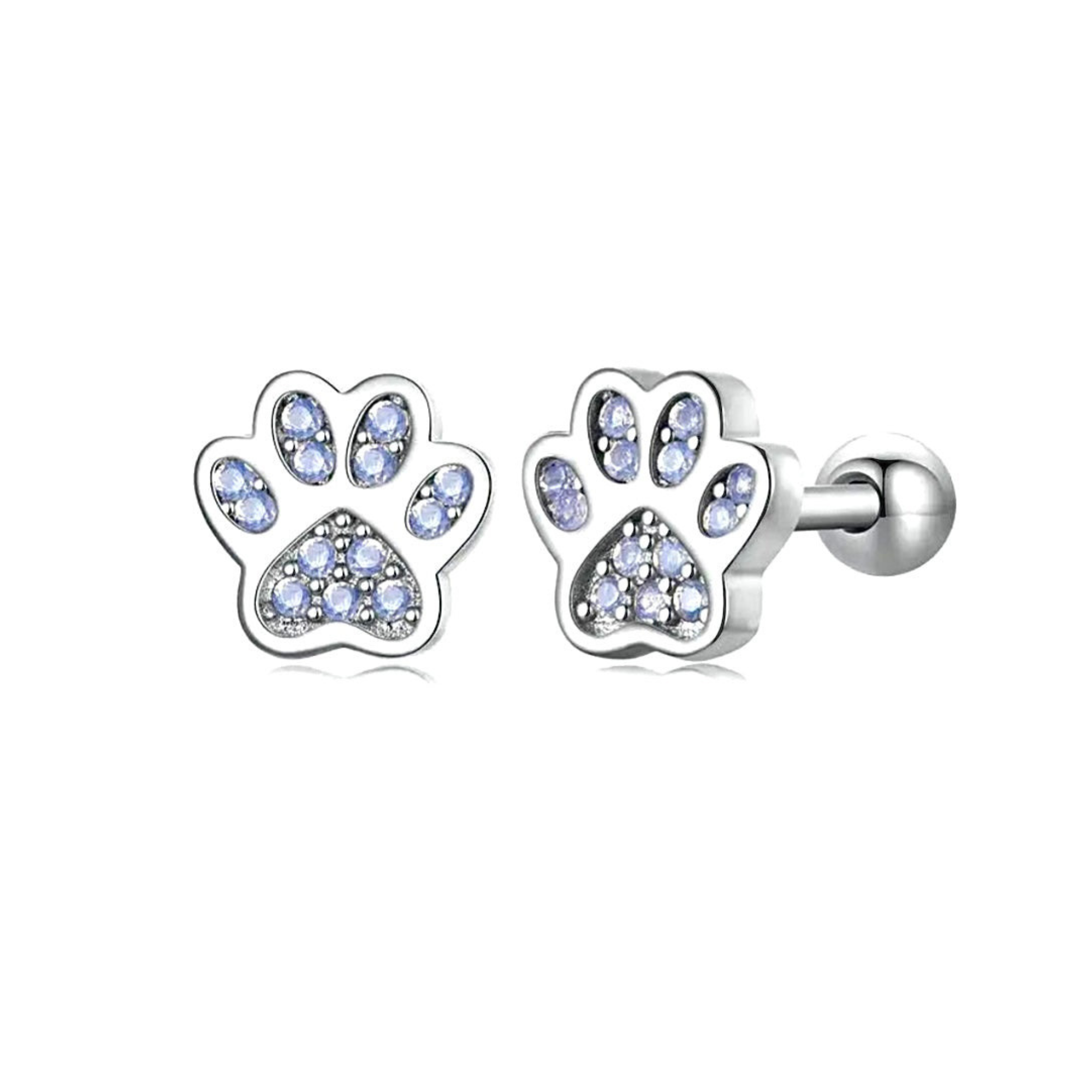 Crystal Paw Print Stud Earrings