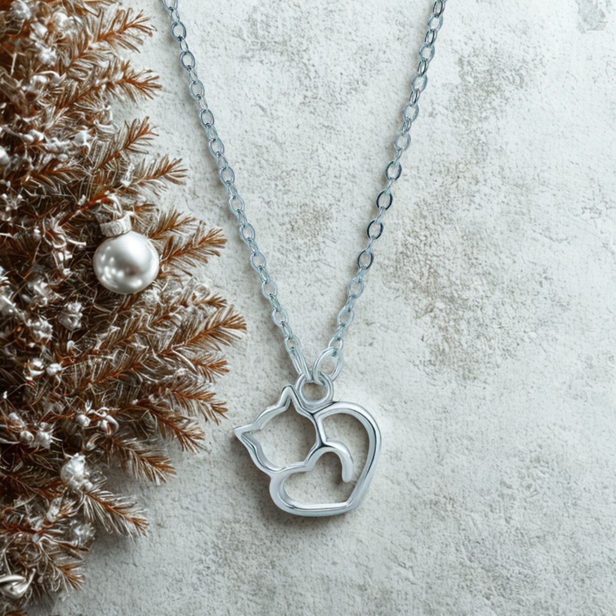 Minimalist Cat Heart Necklace