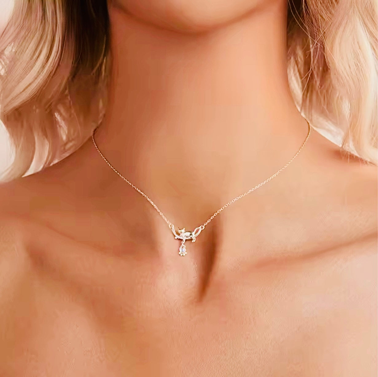 Ethereal Cat & Crystal Pendant