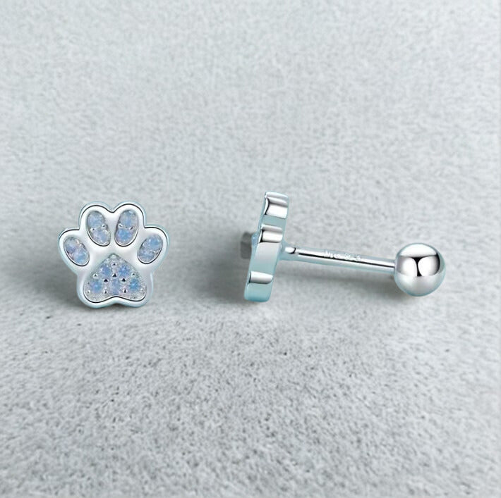 Crystal Paw Print Stud Earrings