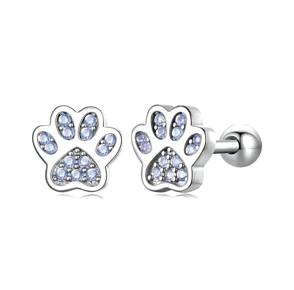 Crystal Paw Print Stud Earrings