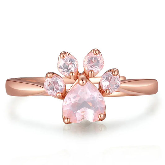 Elegant Rose Gold-Plated, Adjustable Kitten Paw Ring