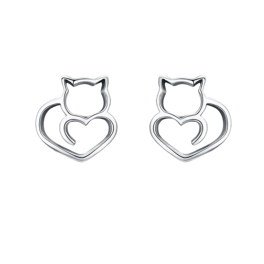 Cat Silver Earrings